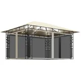 vidaXL Pavillon mit Moskitonetz & LED-Lichterkette 4x3x2,73m Cremeweiß