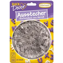 Günthart BackDecor Ausstecher Set 24 Groß Buchstaben Alphabet aus Metall, 1er Set