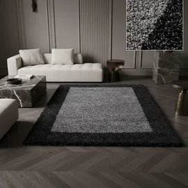 KADIMA DESIGN Hochflorteppich, RHEIN mit Bordüre, Anthrazit, 300 x 400 cm