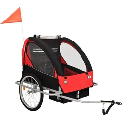 2-in-1 Fahrradanhänger und Kinderwagen Schwarz und Rot