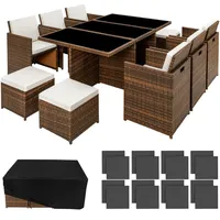 Tectake Rattan Sitzgruppe mit Aluminiumgestell, - Braun