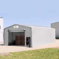 TOOLPORT Outlander 8x12m Zelthalle, PRIMEtex-Plane, grau, mit Statik (Erduntergrund) - (94000)