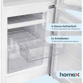Homex Kühlschrank mit Gefrierfach | Kühl-Gefrierkombination freistehend | 173 Liter Nutzinhalt | 40 dB | CFS1110-W weiß