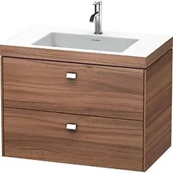 Duravit Brioso c-bonded Waschtisch mit Unterbau BR4606N1079 80x48, Nussbaum Natur/Chrom, o. Hahnl.