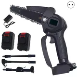 Rutaqian Akku-Kettensäge Hochentaster,2-in-1 Akku-Kettensäge,Cordless Motorsäge, 21V 1500mAh 2 Akkus 1 Ladegerät, Adjustable Pole Saw für Baumschnitt schwarz