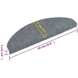 vidaXL Stufenmatten Selbstklebend 15 Stk. 65x21x4 cm Hellgrau