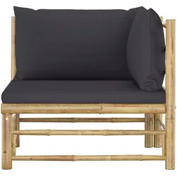 vidaXL Garten-Ecksofa mit Dunkelgrauen Kissen Bambus