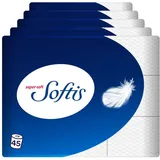 Softis 4-lagiges Toilettenpapier - 45 Rollen-Packung (5 x 9 Einzelpackungen), 100 Blatt pro Rolle, Einzigartiges Softkammer-System, Recyclebare Verpackung, FSC-zertifiziertes Papier