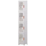 TUWENA Badkommode 3/4 Etage Badezimmerschrank, Schmal Badschrank Hochschrank mit Rädern, Schrank Toilettenpapier, Platzspare Kunststoffschrank, Beistellschrank