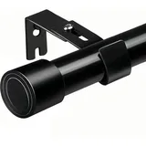 Gardinenstange Schwarz Ausziehbar Vorhangstange mit Halterungen Gardinenstangen für Schlafzimmer, Wohnzimmer, Küche(72-155CM Φ25mm)