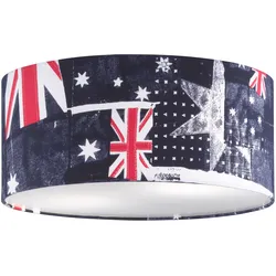 Deckenlampe mit Flagge Union Jack Britische Flagge Deckenleuchte weiß rot blau, 2x E27, Durchmesser x Höhe 45 x 20 cm