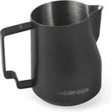 mhw-3bomber 450 ml (15 oz) Professionelles Milchkännchen aus Edelstahl für Espresso, Cappuccino, zum Aufschäumen mit Hawksbill-Mundöffnung, Barista-Zubehör, Schwarz, Modell: P6005MB