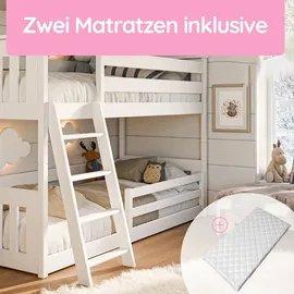 Kids Collective Hochbett 90 x 200 cm Kiefer weiß
