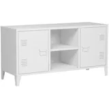 [en.casa] Fernsehschrank ‘Kotka’ mit 2 Türen Metall 113 x 40 x 58 cm Weiß