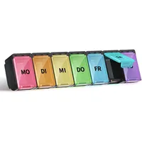 Opret Tablettenbox 7 Tage Deutsch - Pillendose Regenbogen Tablettendose, Pillenbox Tabletten Organizer Wochenbox Medikamentenbox