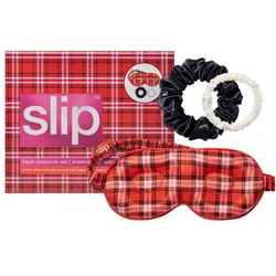 Slip Sleepover Set Haarpflegeset 1x Hazel Contour Sleep Mask + Large Black slipsilkTM Scrunchie White skinny