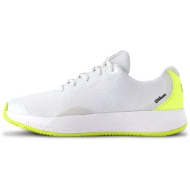 Wilson Intrigue Lite Damen-Tennisschuhe, Dynamischer Komfort und Vielseitigkeit, Weiß/Safety Yellow/Navy Blazer, Größe 5 - 38 EU