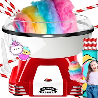 Kesser KESSER® Zuckerwattemaschine Set für dein zuhause - Mit 30x Zuckerwatte Stäbchen & Messlöffel - Retro Cotton Candy Maschine - Zuckerwatte Mas...