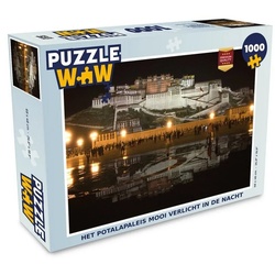 MuchoWow Puzzle Der Potala-Palast bei Nacht wunderschön beleuchtet, 1000 Puzzleteile, Foto-Puzzle, Bilderrätsel, Puzzlespiele, Klassisch bunt