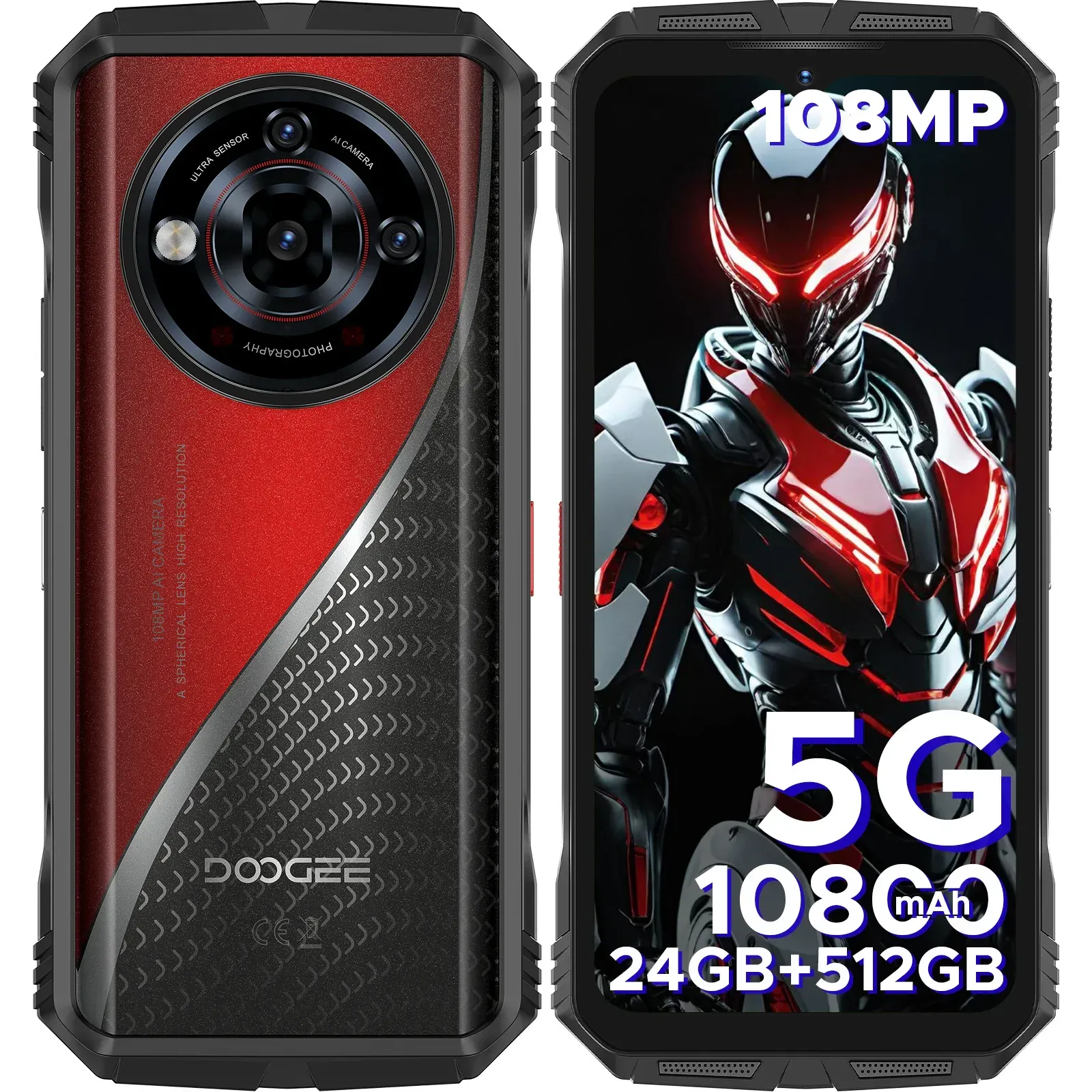 Robustes DOOGEE S118 Pro 5G-Telefon, 6,6 Zoll FHD, 120 Hz, Abmessung 7050, 8 GB RAM, 512 GB ROM, 10800 mAh Akku, Handy, NFC-Smartphones