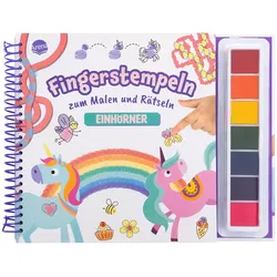 Fingerstempeln zum Malen und Rätseln. Einhörner