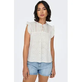 Only Blusenshirt ONLREVA LIFE S/L EMB TOP WVN NOOS Weiß XS