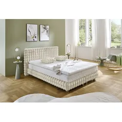 Boxbett "Sendai", beige, L:210cm, WESTFALIA SCHLAFKOMFORT, Komplettbetten, Fellimitat HIGHLIGHT, wahlweise Matratzen in H2,H3,H4