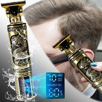 7MAGIC Profi Haartrimmer Haarschneidemaschine Herren Langhaarschneider Haarschneider Gold Barttrimmer Elektrisch LED-Anzeige Bartschneider T Blade ...