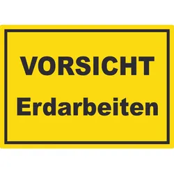 Vorsicht Erdarbeiten Aufkleber mit Text A2 (420x594mm)