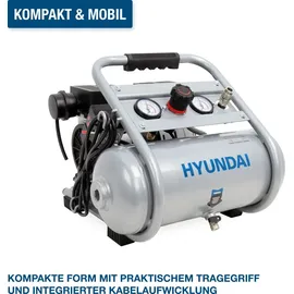 Hyundai Silent Kompressor SAC75008IC (9 bar, 8L, tragbar, ölfrei 49 dB, 750 W | 1 PS)