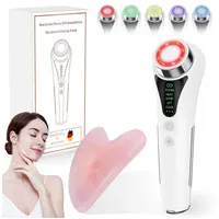 FOSMET Gesichtsmassagegerät 6 in 1 EMS RF Gesichtsmassagegerät mit LED, Wärme und Kälte, 6-in-1 Anti-Aging Gerät, Elektrisches Beauty Tool für tägliche Hautpflege und sanfte Massage weiß