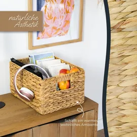 HMF Aufbewahrungskorb faltbar geflochten aus Wasserhyazinthe Seegras 36 x 28 x 20 cm beige