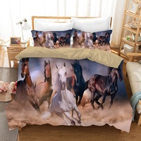 AVJWWD Bettwäsche-Set für Pferde mit 3D-Druck, Weich Mikrofaser Bettbezug Set mit Tier Pferde Motiv,mit Reißverschluss und Kissenbezug,für Kinder, Jungen, Jugendliche (135x200cm, Five Horses)