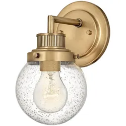 Licht-Erlebnisse Wandaußenleuchte ZOFIA Messing Antik Klar/Transparent IP44 E27 LE121332