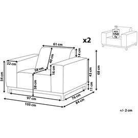 Beliani Sessel Grau, Weiss 84x105x68