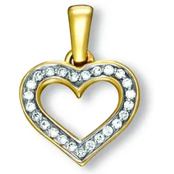 Ketten-Anhänger ONE ELEMENT "Zirkonia Herz Herz Anhänger aus 333 Gelbgold", gold, Schmuckanhänger, Damen, Gelbgold 333, Damen Gold Schmuck Herz