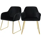 ML-Design Esszimmerstühle 2er Set Ergonomische aus Samt Schwarz