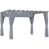 Outsunny Pergola mit abnehmbaren Vorhängen dunkelgrau 360 x 300 x 243 cm (L x B x H)