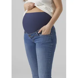 MAMA LICIOUS Umstandsjeans "MLMILA", Damen, Gr. XS (34), N-Gr, blau (blau, used), Denim/Jeans, Obermaterial: 69% Baumwolle, 25% Polyester, 3% Elasthan, 3% Viskose, leichte Abriebeffekte, Jeans, mit Bauchband