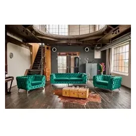 KAWOLA Sessel NARLA Chesterfield Loungesessel Velvet grün