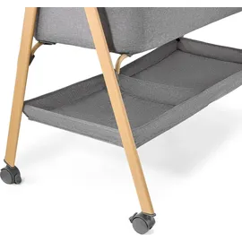 Moby-System Babybett freistehend & faltbar mit Matratze und Rollen – Moby-System Mili grau, 0–6 Monate,