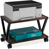 Relaxdays Druckerständer, 2 Ebenen, Rollwagen für Drucker, HxBxT: 28 x 44 x 28,5 cm, Rollen, Druckertisch, braun/schwarz