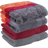 Erwin Müller Handtuch-Set 4er-Pack Walk-Frottier Bordeaux/orange/grau Größe 50x100 cm