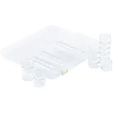 Vaessen Creative Aufbewahrungsbox – 28 Töpfe à 26 mal Ø 4 cm x 2 cm und 2 mal Ø 4 cm x 5 cm – Kunststoff – 27 x 11,5 x 4,2 cm – für Klassen-Fotoalbum, Zubehör für Diamond Painting und Scrapbooking