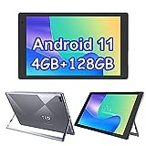 Android 11 Tablet 10,1 Zoll,Tablets mit Halterung,4GB RAM,128GB ROM,512GB Erweiterung,IPS FHD-Touchscreen,8MP+2MP Kamera,Wi-Fi,Bluetooth,6000mAh,Google GMS,2 Lautsprecher(Grau)