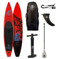 Runga-Boards Inflatable SUP-Board Runga TOA RACE AIR 12.6 RED Stand Up Paddling SUP iSUP, (Set 3, mit Trolley-Rucksack, doppelhub Pumpe, Carbon/Kunststoff Paddel) Set 3