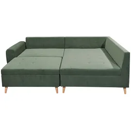 ed exciting design Ecksofa »Calanda«, mit Hocker, frei im Raum stellbar, Rücken- und Zierkissen grün