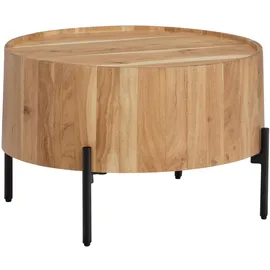 FineBuy Couchtisch Rund Braun Akazie 60 x 60 x 41 cm