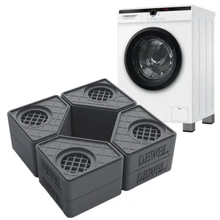DEWEL 4 Stück Waschmaschine Füße, Trockner Fußpolster - Stapelbare Möbelerhöher für Kühlschrank, Bett, Tischer, Stuhler, Sofaer(1-lagig 4,4 cm | 2-lagig 7,8 cm - Grau)