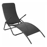 furnicato Sonnenliege Klappbar Poly Rattan Schwarz,